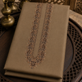 Pure Cotton Brown Kashmiri Embroidered Unstitched Kurta Pajama & Pathani Suit Fabric (FKH-CTKU15)