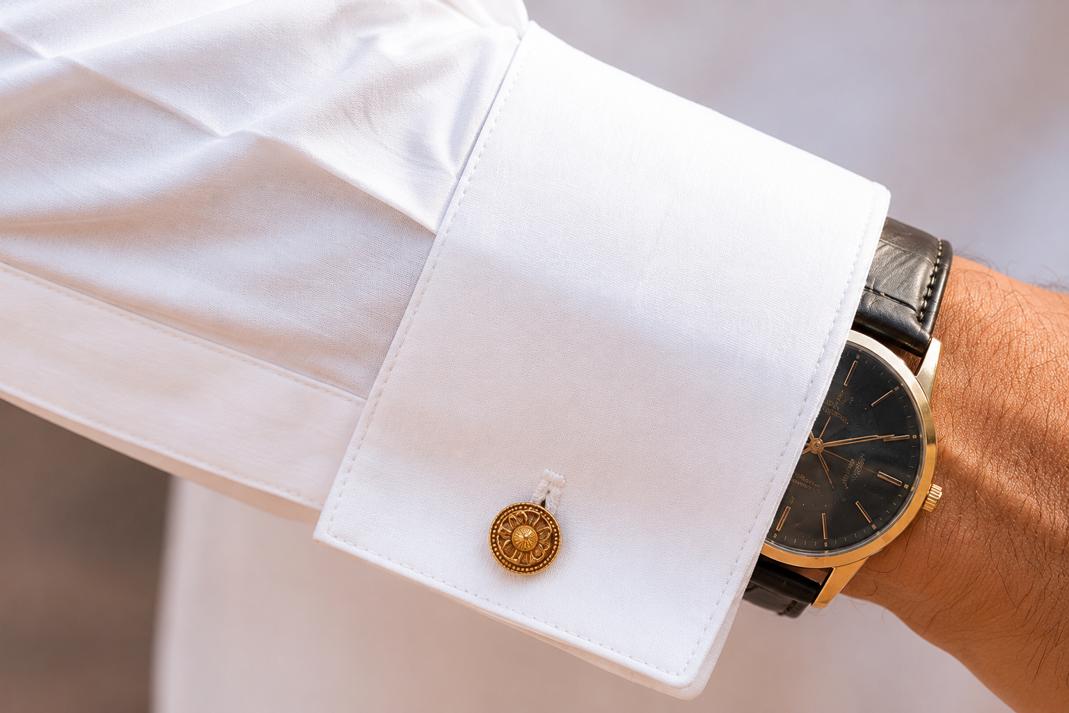 STITCHED - White Pure Cotton Kurta Shalwar with Antique Gold Kashmiri Embroidery (FKH-CTK07)