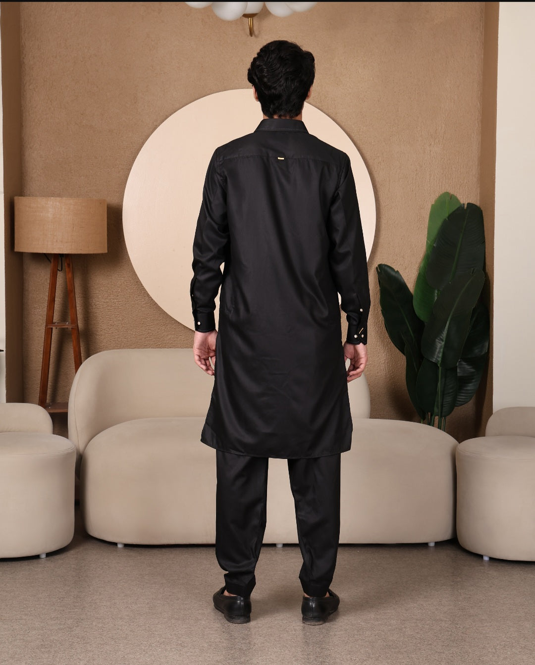 CHARCOAL BLACK DESIGNER COTTON PATHANI