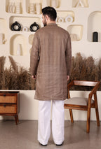 LAWN SHORT KURTA SET - LIGHT BROWN