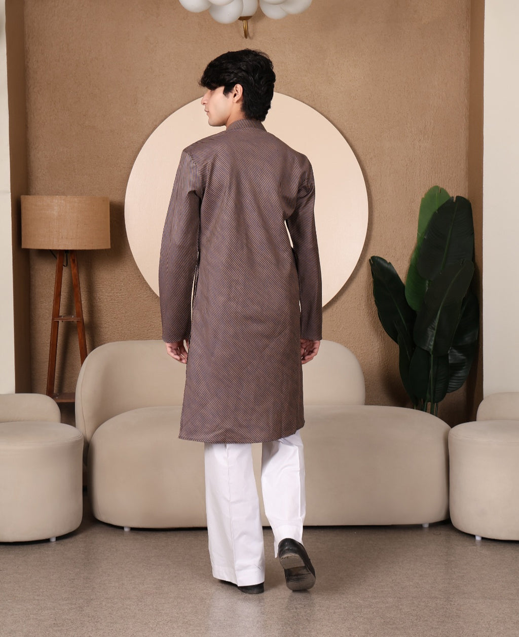 STRIPED KURTA SET MAUVE COLOUR - FESTIVAL COLLECTION
