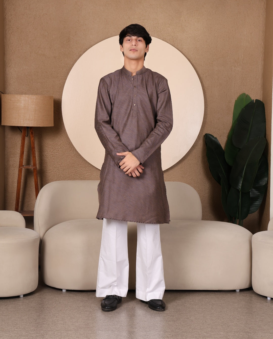STRIPED KURTA SET MAUVE COLOUR - FESTIVAL COLLECTION
