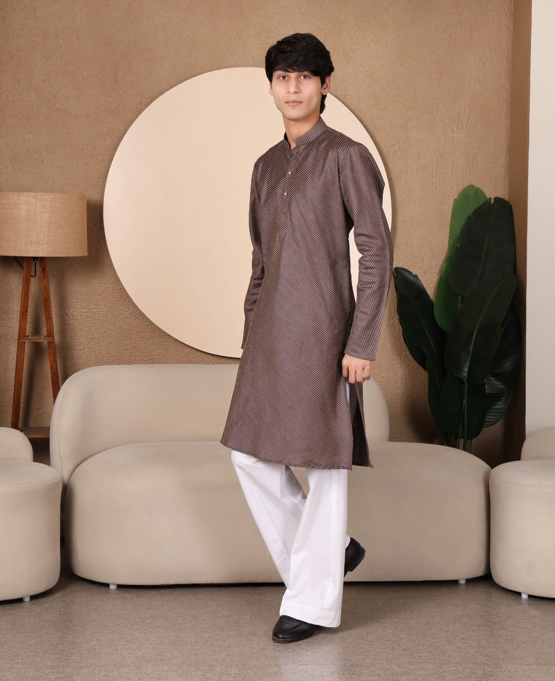 STRIPED KURTA SET MAUVE COLOUR - FESTIVAL COLLECTION