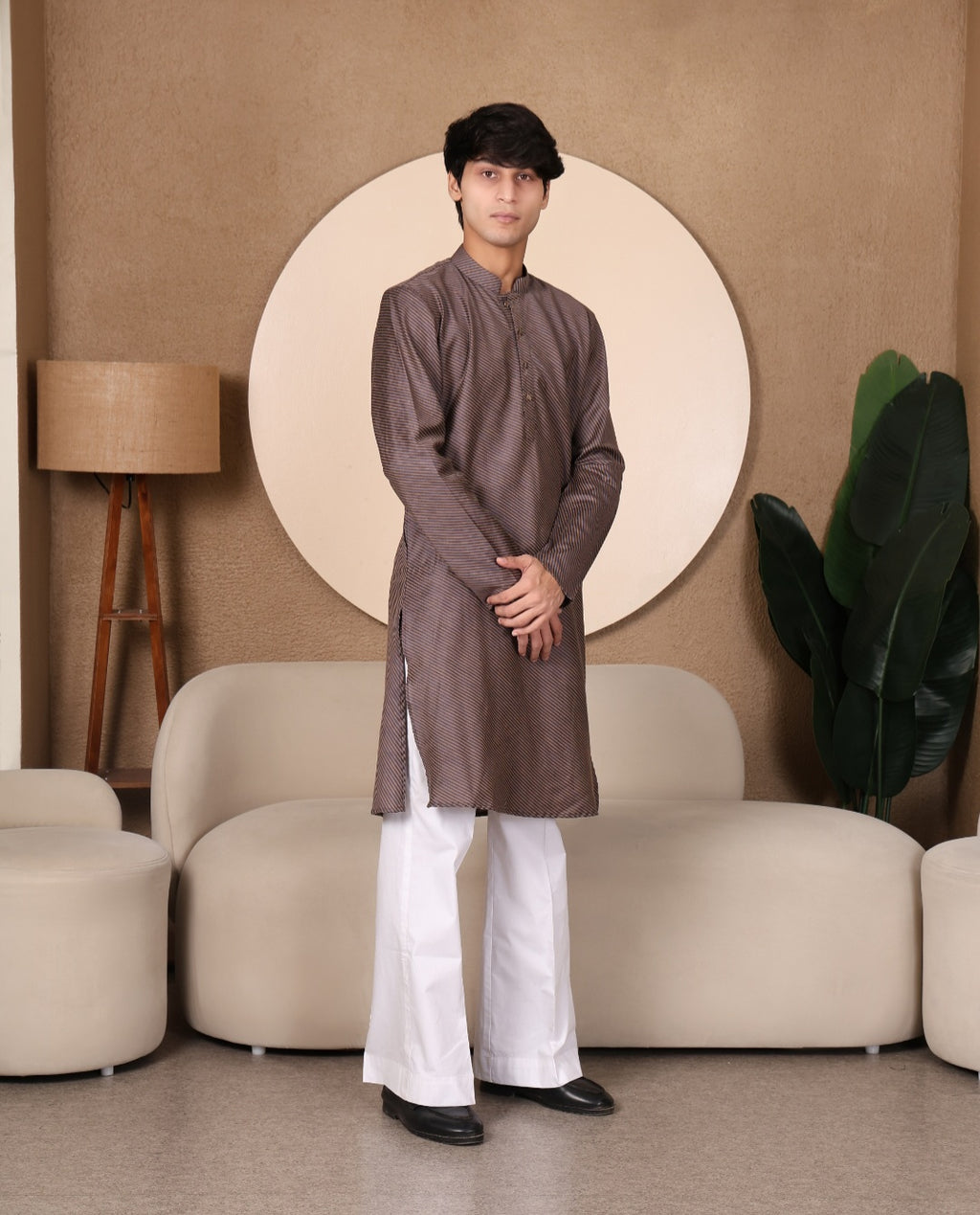 STRIPED KURTA SET MAUVE COLOUR - FESTIVAL COLLECTION