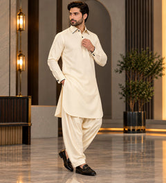 Boski Fabric Premium Korean Farbric Pathani - OffWhite Colour
