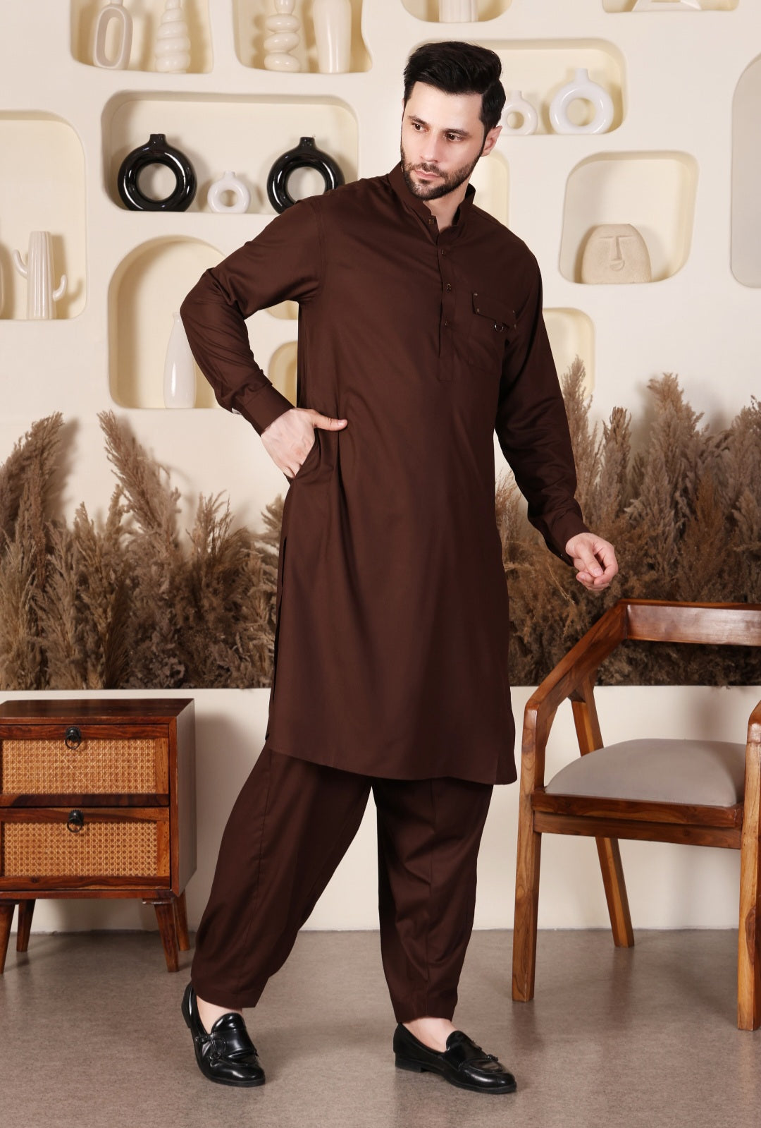 DESIGNER PATHANI - CHOCOLATE BROWN