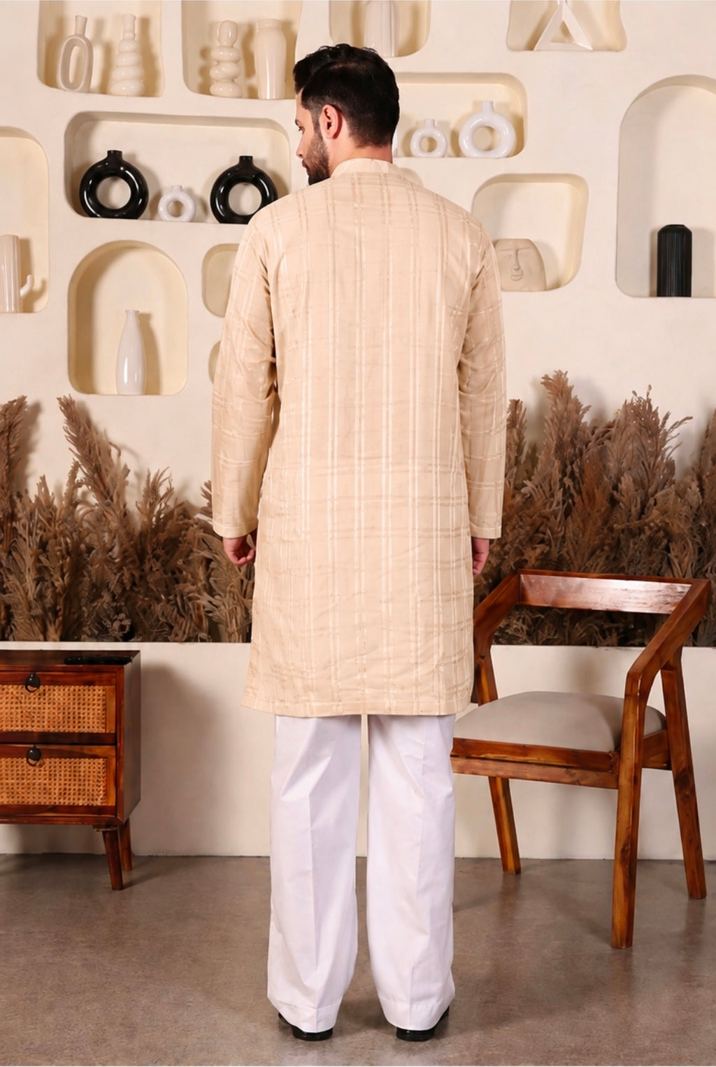 LAWN SHORT KURTA SET - MOCHA BEIGE COLOUR