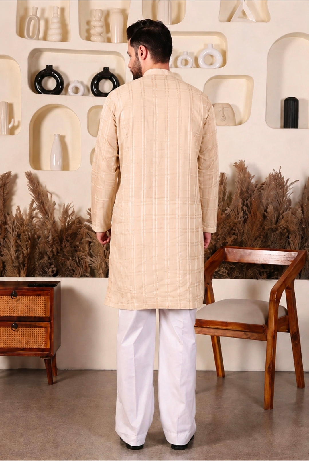 LAWN SHORT KURTA SET - MOCHA BEIGE COLOUR