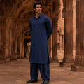 STITCHED - Midnight Blue Pashtoon Pathani Suit (Code - FKH-PMB-01)