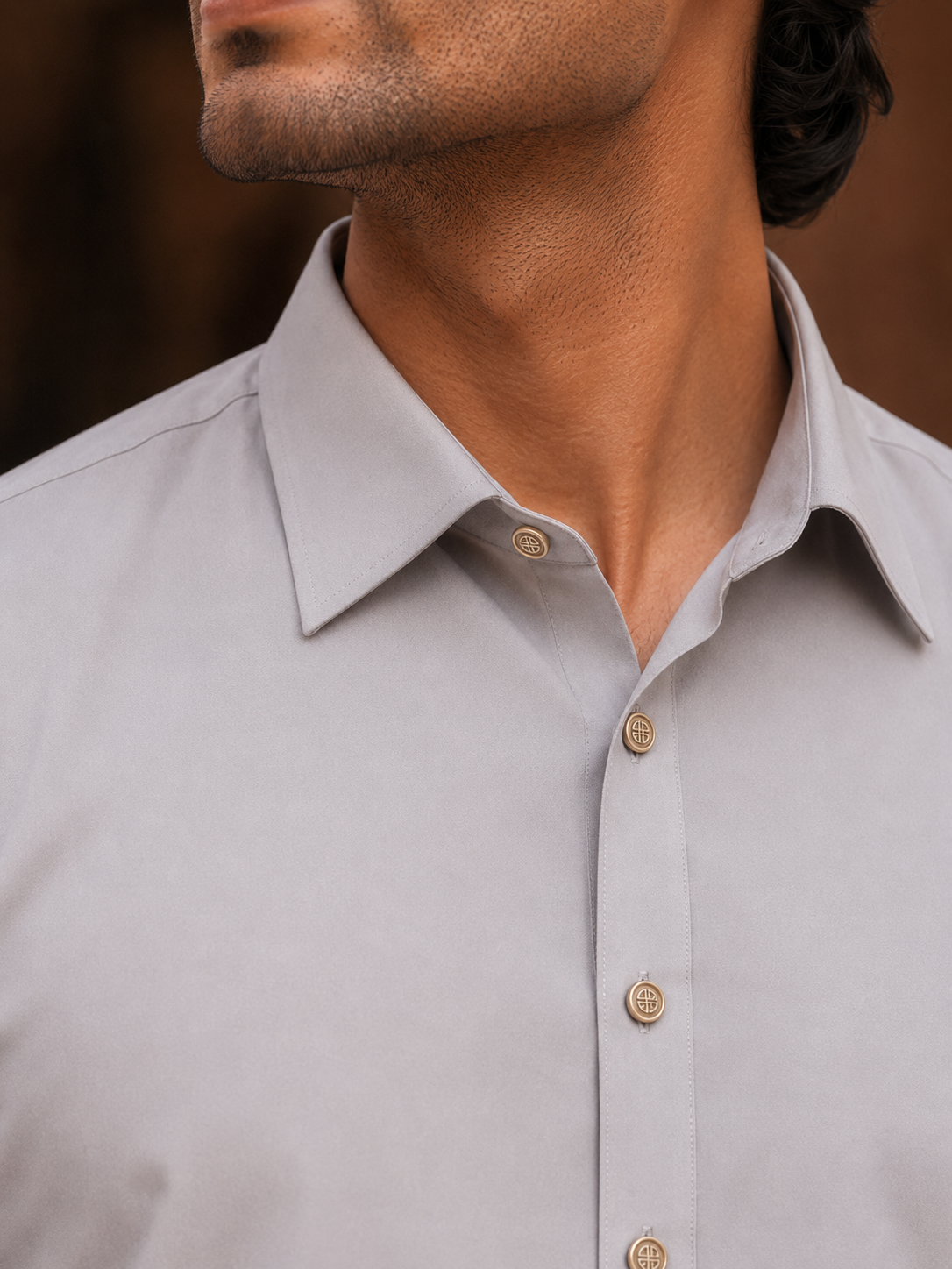 STITCHED - Light Grey Armani Pathani Suit - (Code FKH-ARGY-01)