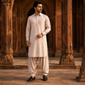 STITCHED - Beige Armani Pathani Suit for Men (Code FKH-ARCR-01)