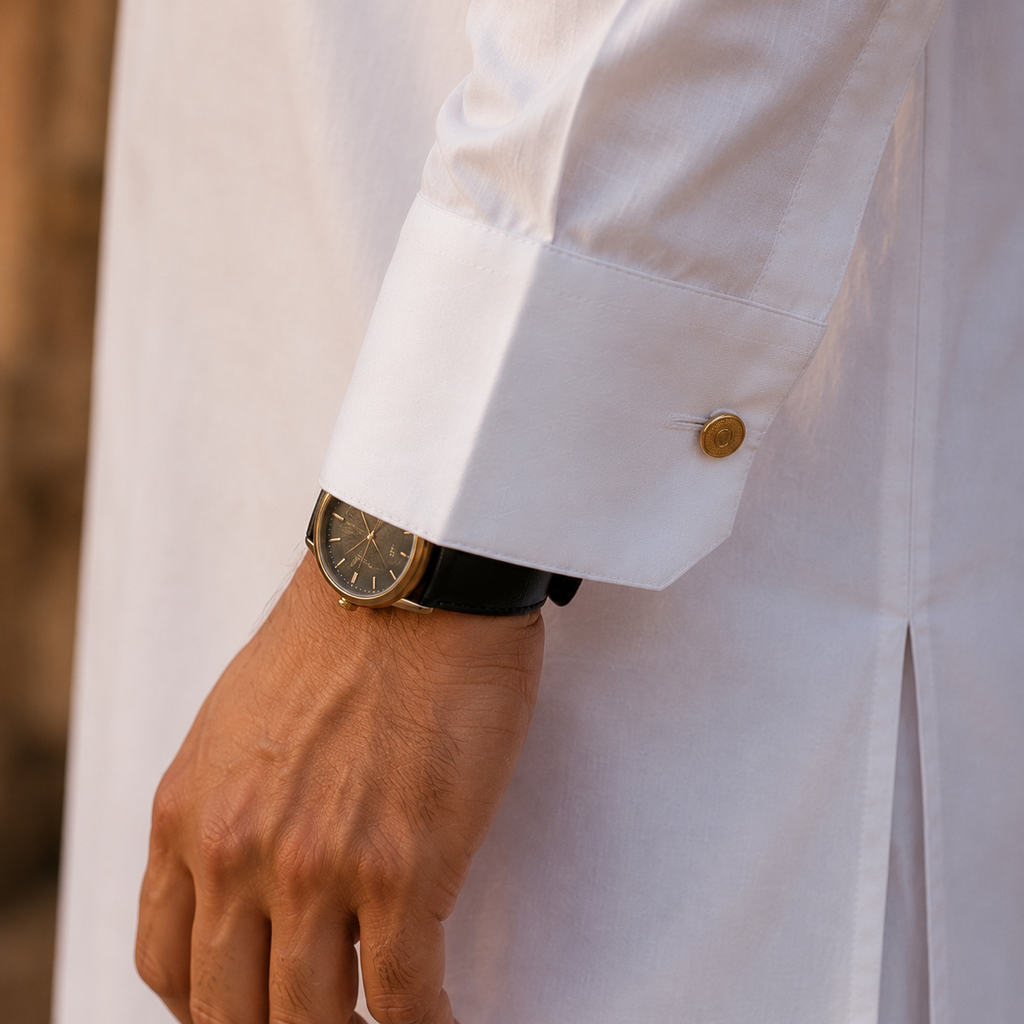 STITCHED - White Pure Cotton Kurta Shalwar with Sandstone Beige Kashmiri Embroidery (FKH-CTK04)