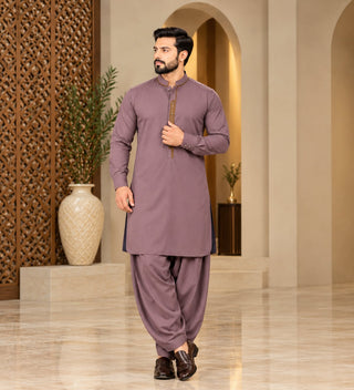 DESIGNER MANDARIN COLLAR PATHANI - MAUVE COLOUR