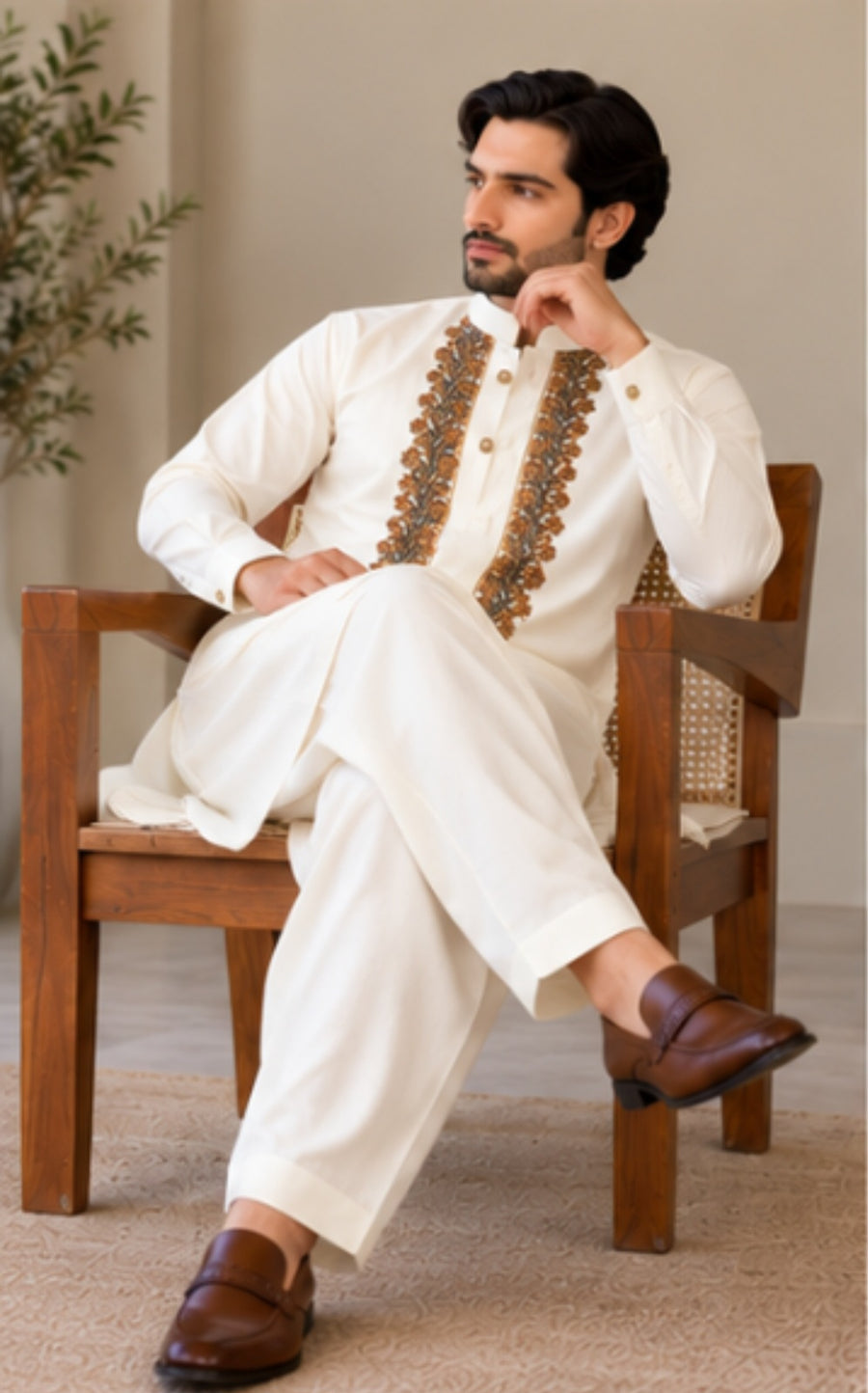 JUNAID JAMSHED EMBROIDERED PATHANI - FBH-IM-46