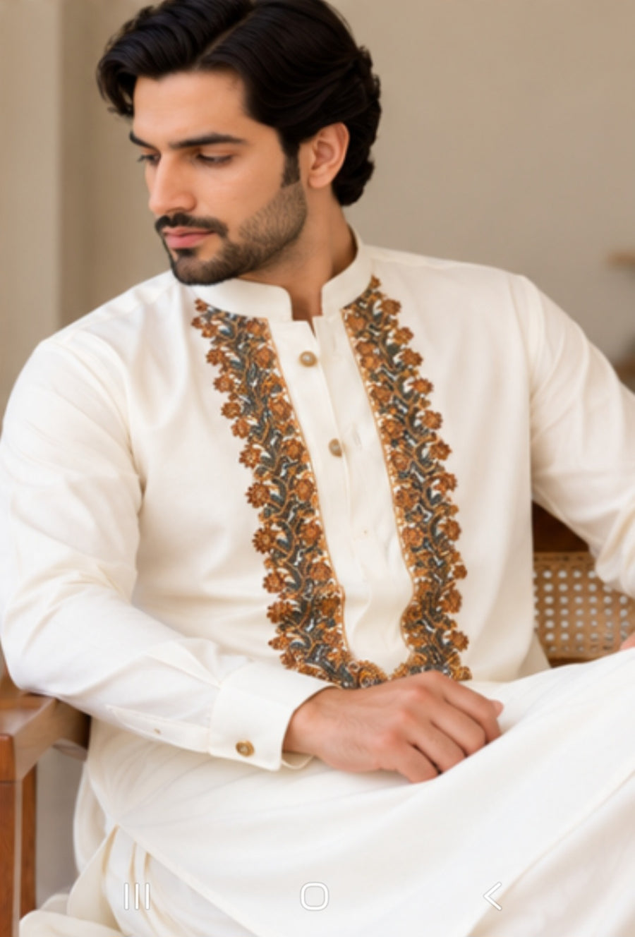 JUNAID JAMSHED EMBROIDERED PATHANI - FBH-IM-46