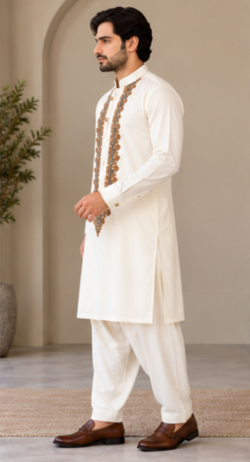 JUNAID JAMSHED EMBROIDERED PATHANI - FBH-IM-46