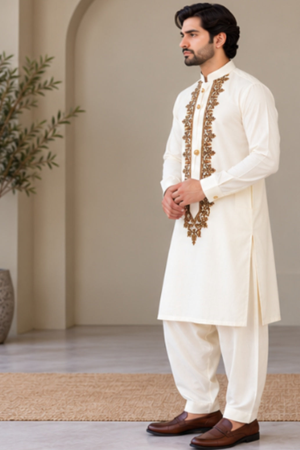 JUNAID JAMSHED EMBROIDERED PATHANI - FKH-IM-47