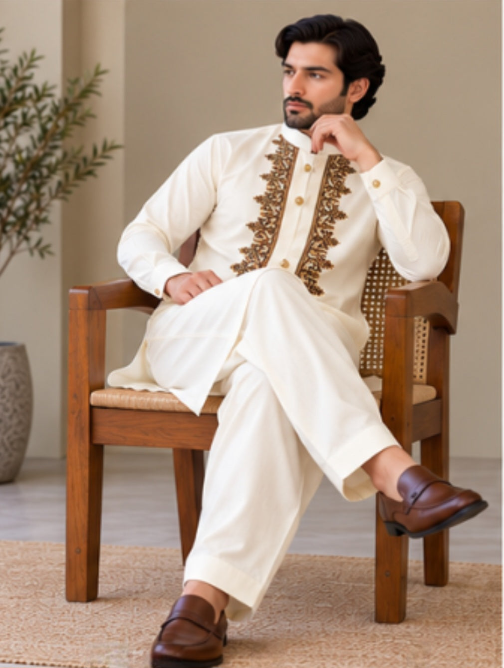 JUNAID JAMSHED EMBROIDERED PATHANI - FKH-IM-47