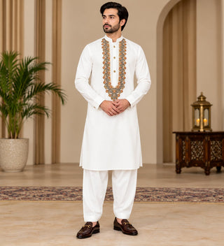 JUNAID JAMSHED EMBROIDERED PATHANI - FBH-IM-48