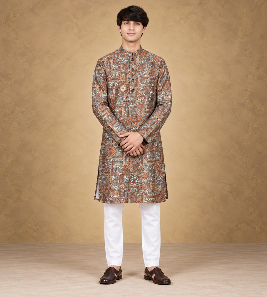 DIGITAL PRINTED GREY KURTA SET- PARTY WEAR