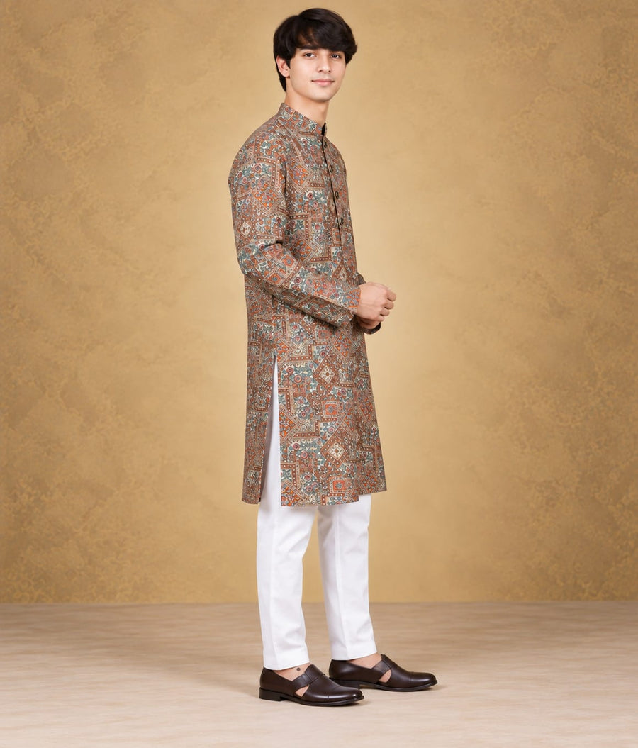 DIGITAL PRINTED GREY KURTA SET- PARTY WEAR