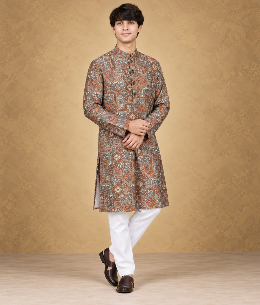 DIGITAL PRINTED GREY KURTA SET- PARTY WEAR