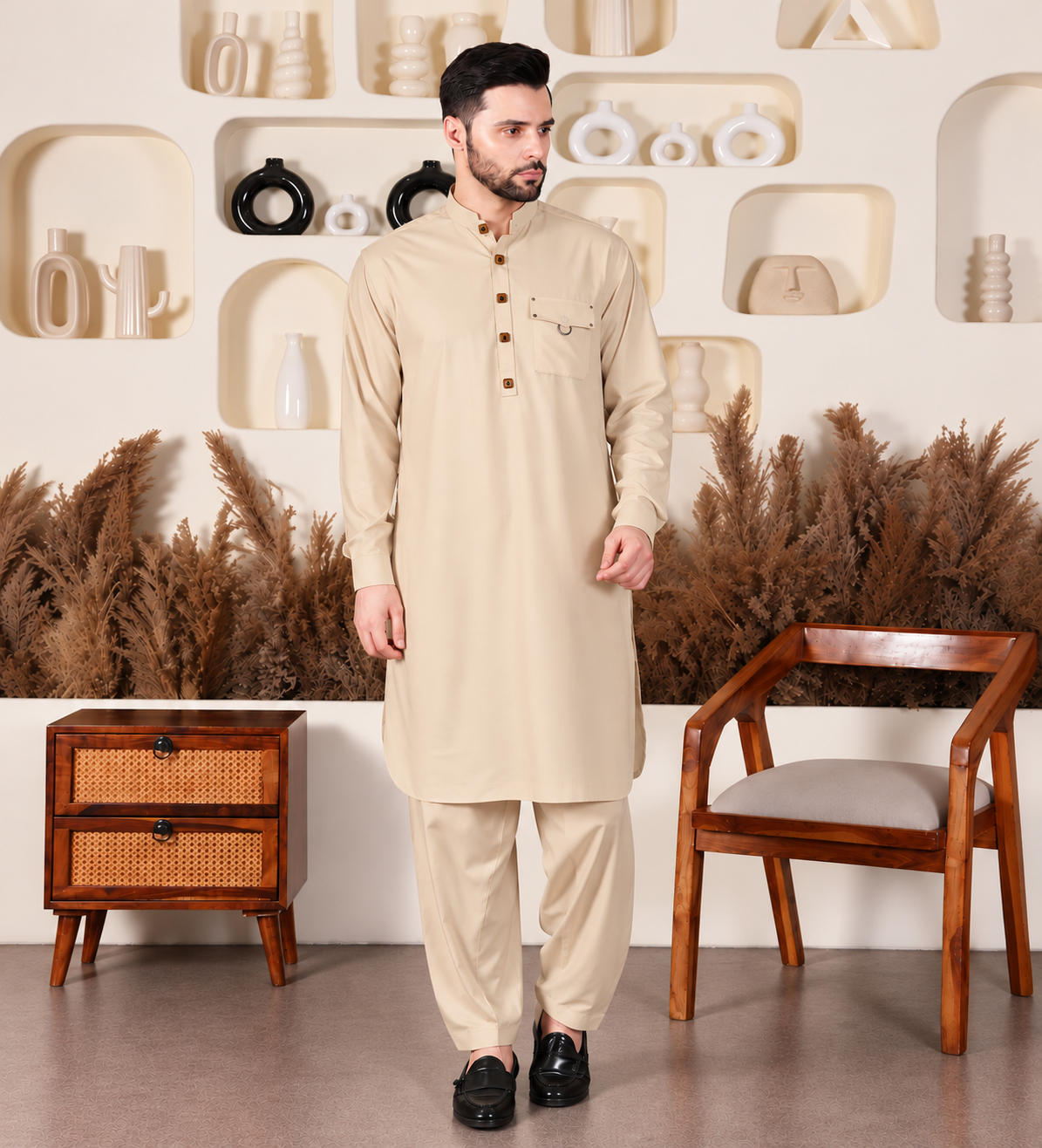 DESIGNER PATHANI - LIGHT BEIGE COLOUR