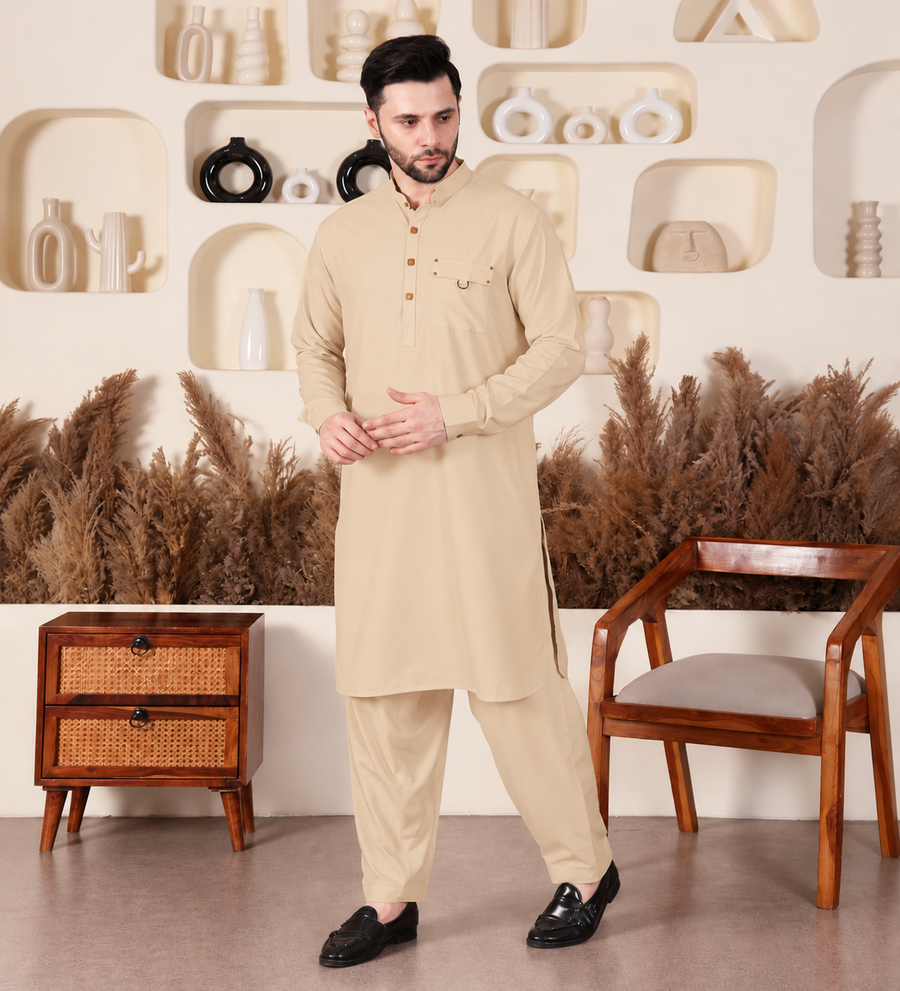 DESIGNER PATHANI - LIGHT BEIGE COLOUR