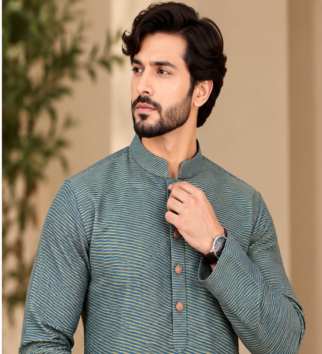 STRIPED KURTA SET BLUE COLOUR - FESTIVE WEAR