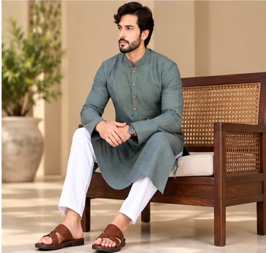 STRIPED KURTA SET BLUE COLOUR - FESTIVE WEAR