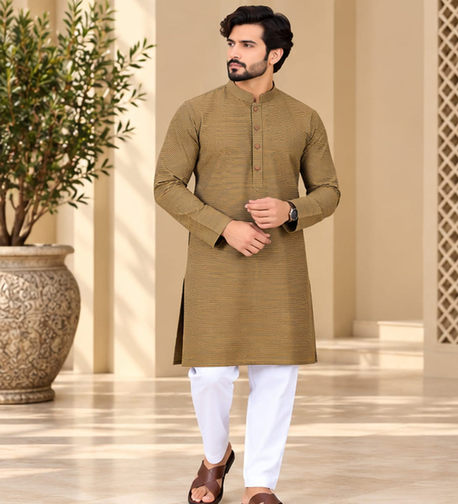 STRIPED KURTA GREEN COLOUR - FESTIVE WEAR