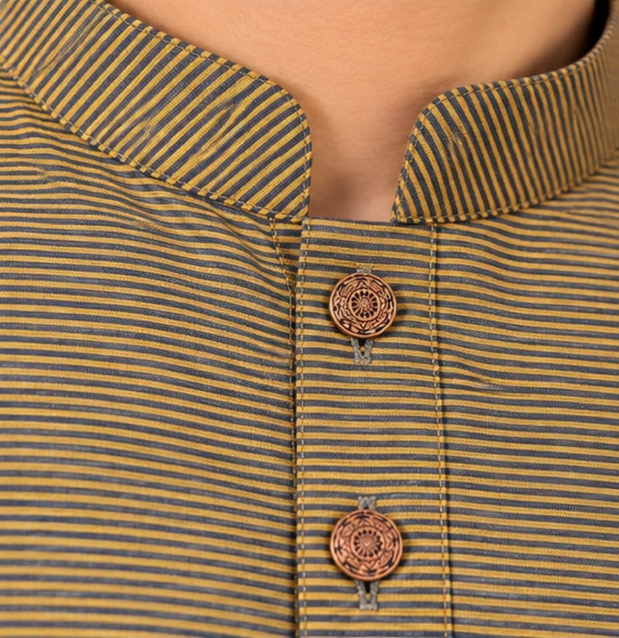STRIPED KURTA GREEN COLOUR - FESTIVE WEAR