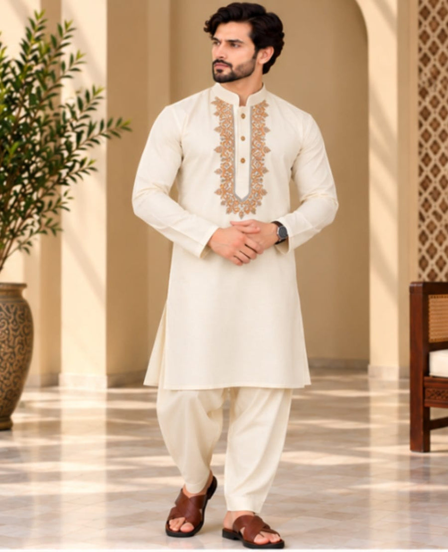 JUNAID JAMSHED EMBROIDERED PATHANI - FBH-IN-41