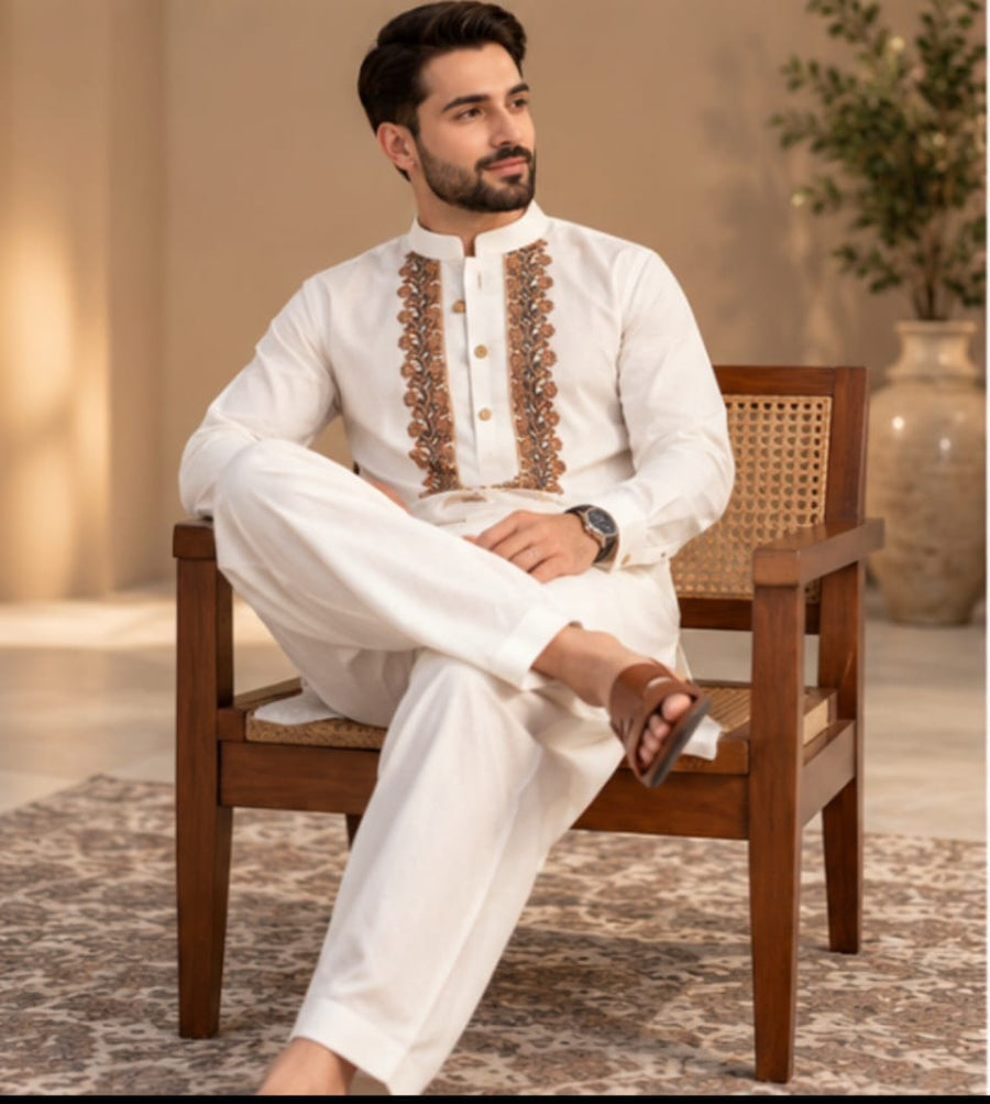 JUNAID JAMSHED EMBROIDERED PATHANI : FBH-IN-44