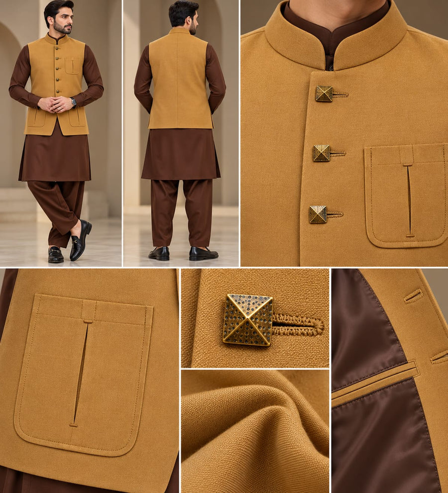 STLYLISH MUSTARD WAISTCOAT