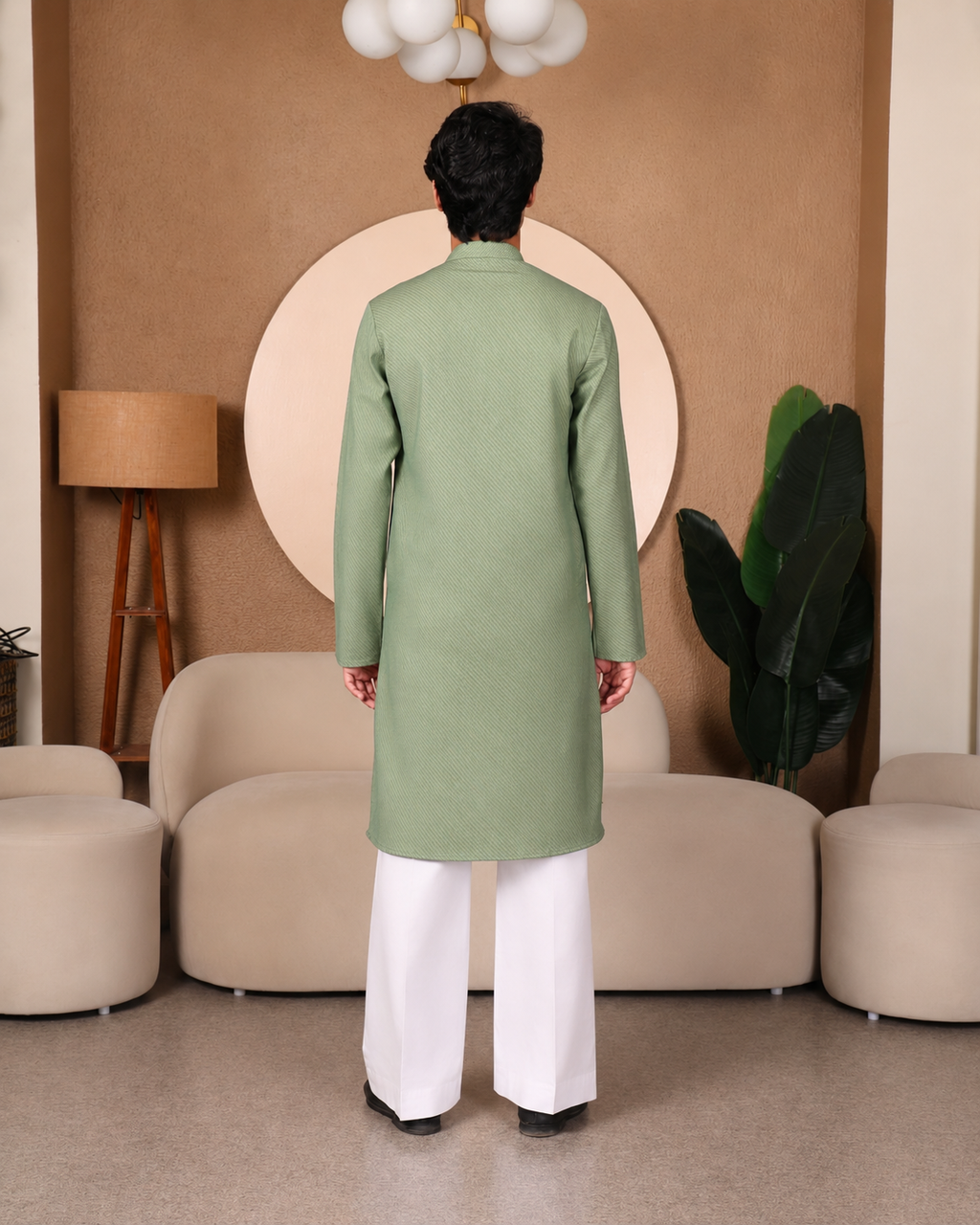 STRIPED KURTA SET GREEN COLOUR - FESTIVAL COLLECTION