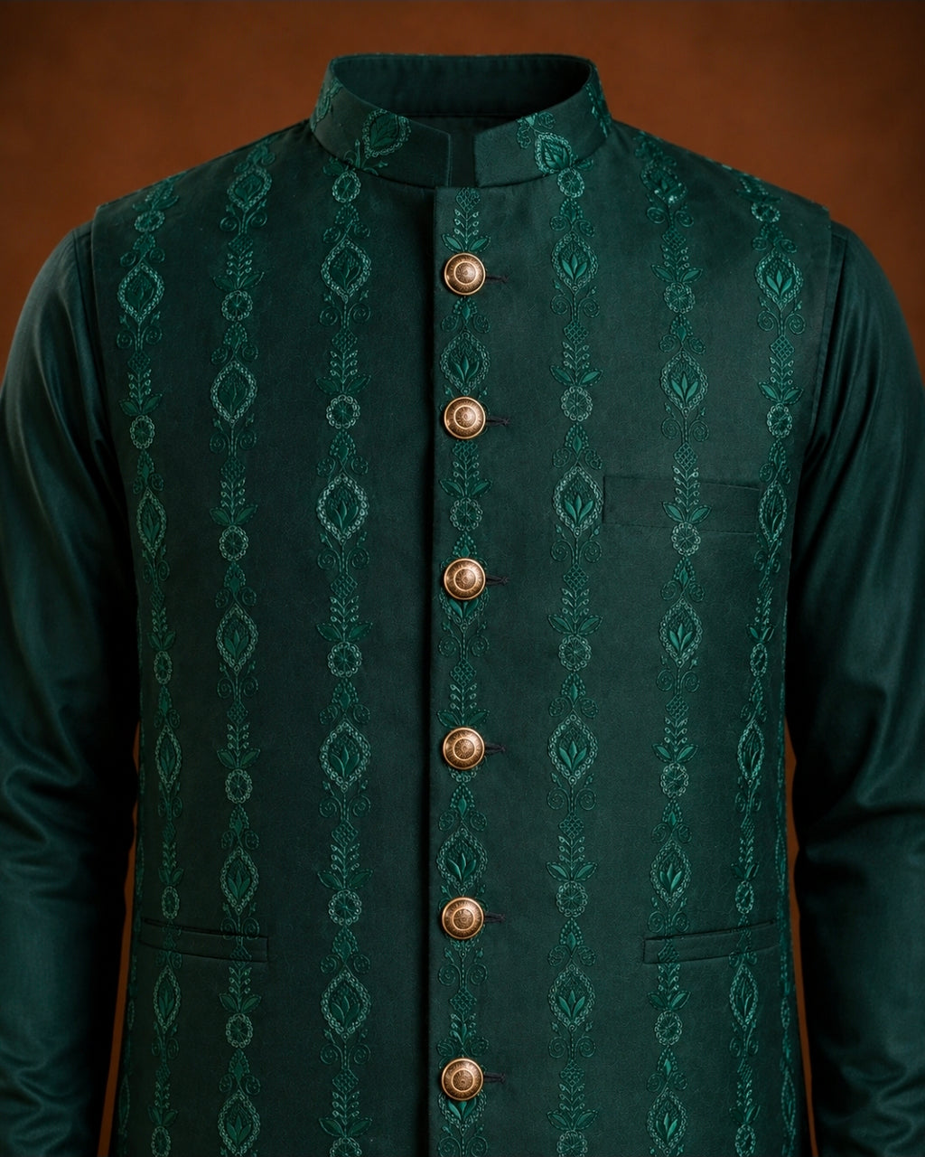 DARK GREEN SEQUIN WAISTCOAT