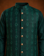 DARK GREEN SEQUIN WAISTCOAT