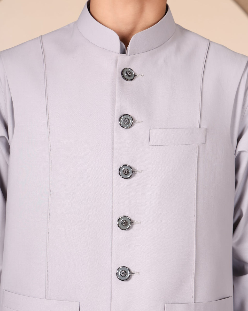 3PC PATHANI SET+WAIST COAT - ASH GREY