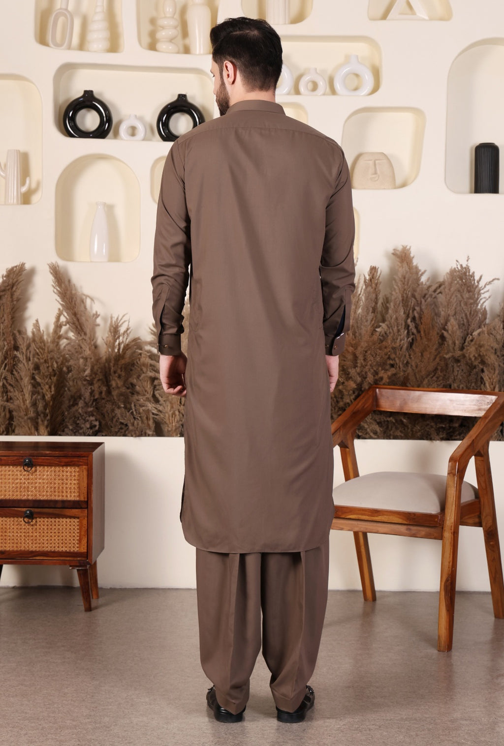 DESIGNER STYLE PATHANI - DARK GREIGE COLOUR
