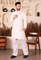 LAWN SHORT KURTA SET - WHITE COLOUR