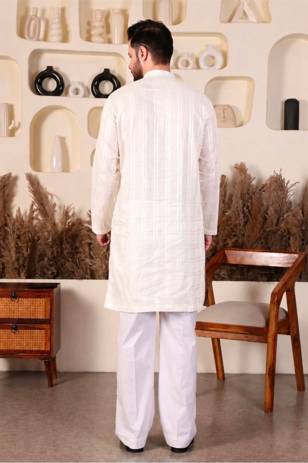 LAWN SHORT KURTA SET - WHITE COLOUR