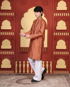 EMBROIDERED KURTA SET ORANGE RUST - FESTIVE COLLECTION