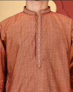 EMBROIDERED KURTA SET ORANGE RUST - FESTIVE COLLECTION