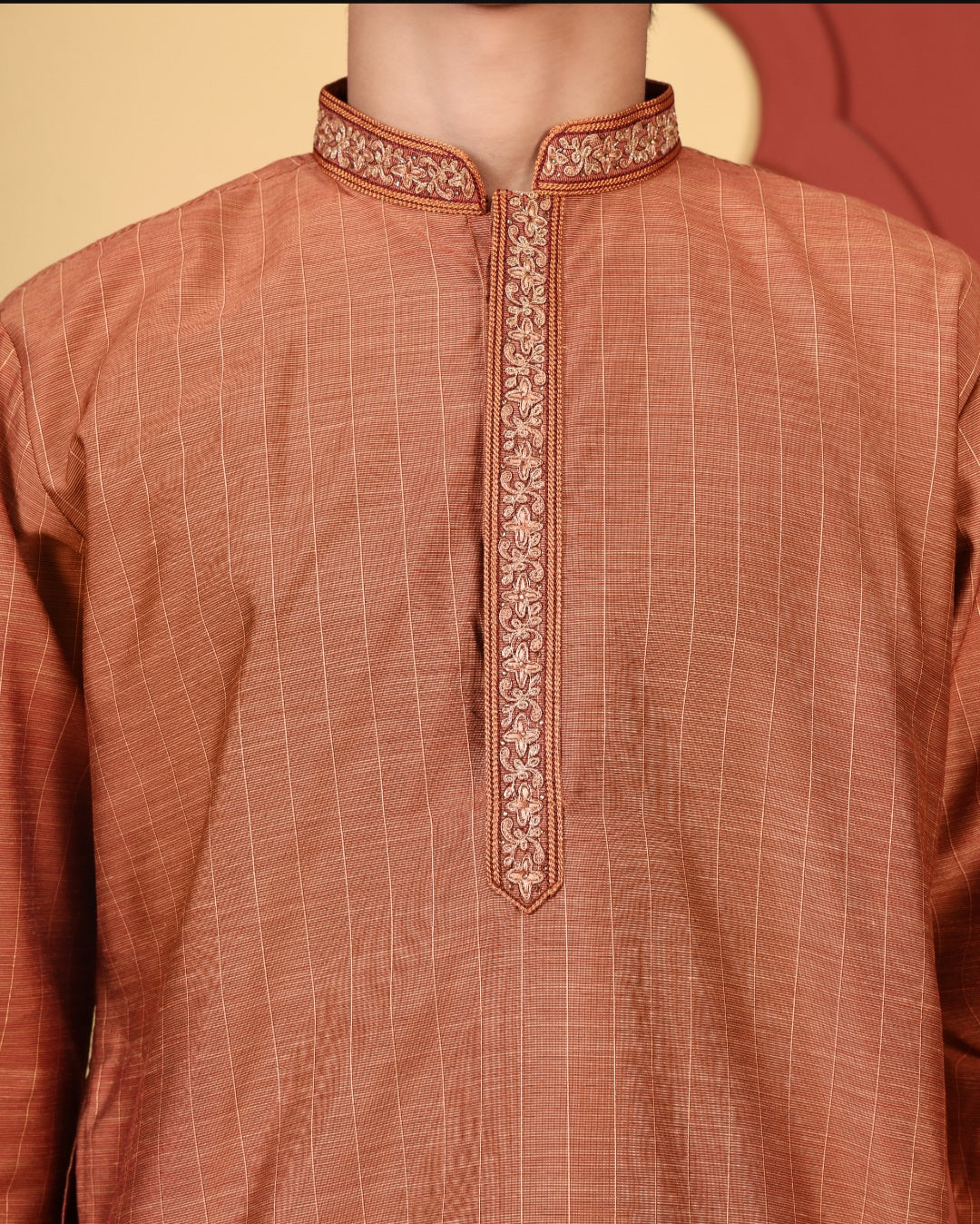 EMBROIDERED KURTA SET ORANGE RUST - FESTIVE COLLECTION