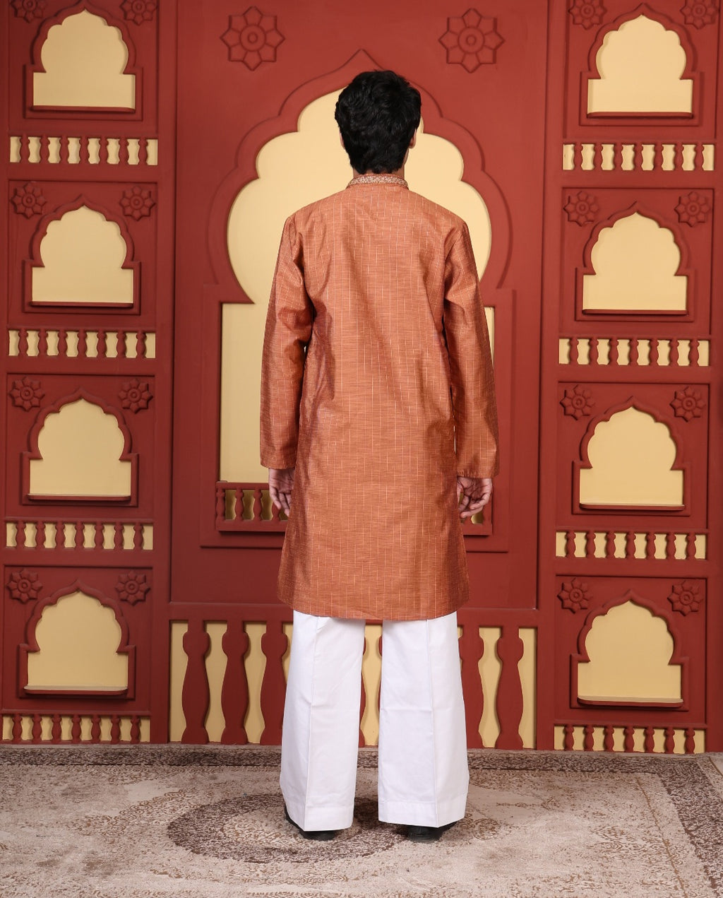 EMBROIDERED KURTA SET ORANGE RUST - FESTIVE COLLECTION
