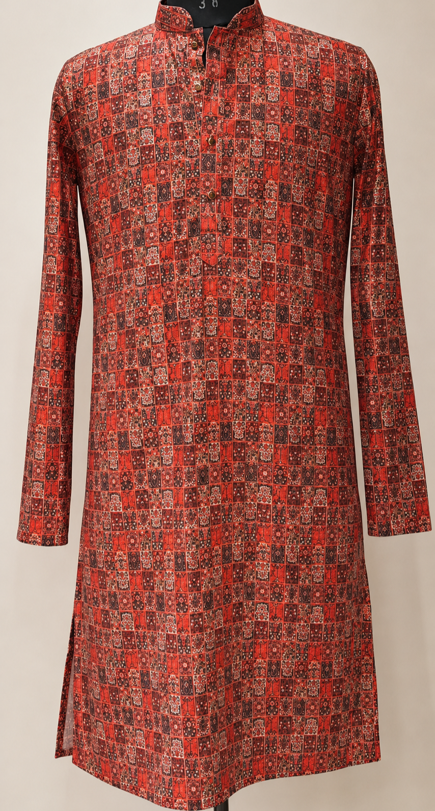 RED COTTON DIGITAL PRINITED KURTA SET: CODE : FBH-KUR-PRINTED-RED-38-008