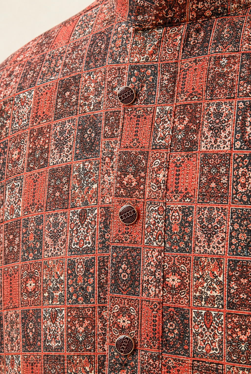 RED COTTON DIGITAL PRINITED KURTA SET: CODE : FBH-KUR-PRINTED-RED-38-008