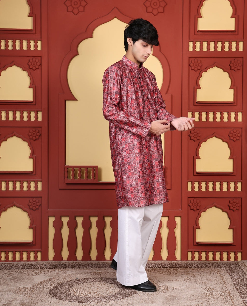 PRINTED RED KURTA SET - FESTIVAL COLLECTION